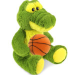 Sitting Green Alligator With Basketball Plush – Super-Soft Plush
