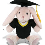 Baby Pink Rabbit 8″ With Graduation Dress Up Set  – Super-Soft Plush