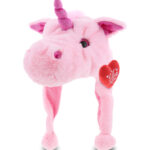 Pink Unicorn With Valentine Heart Plush – Super Soft Plush Hat