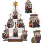 48 Pcs 6 Styles Assorted – Wooden Black Bear Ornaments Package