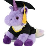 Purple Unicorn 9″ With Graduation Dress Up Set  – Super-Soft Plush