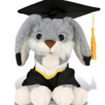 Grey Rabbit 7″ With Graduation Dress Up Set  – Super-Soft Plush