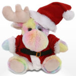 Rainbow Moose 9″ With Santa Dress Up Set  – Super-Soft Plush