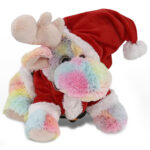 Rainbow Floppy Moose 9″ With Santa Dress Up Set  – Super-Soft Plush