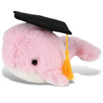 Pink Whale Small 7″ With Graduation Dress Up Set  – Super-Soft Plush