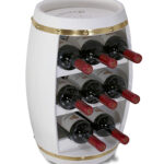 White & Gold Alexander – 8 Bottles Wooden Holder – Barrel Shape – Wine Décor