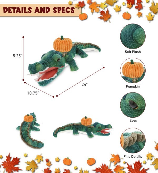 Wild Collection Plush Alligator With Pumpkin Plush - Image 2