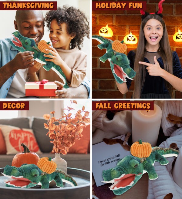 Wild Collection Plush Alligator With Pumpkin Plush - Image 3