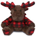 Plaid Brown Moose With Hoodie – Super Soft Plush