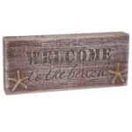 Driftwood Block Sign – Welcome To The Beach – Nautical