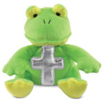 Sitting Green Frog Plush With Cross Plush – Super-Soft Plush