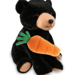 Large Floppy Black Bear 12″ With Carrot Plush – Super-Soft Plush