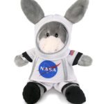 Sitting Grey Donkey Plush With Astronaut Dress Up – Super Soft Plush