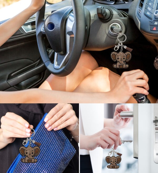 Elephant - Sparkling Rhinestones Charm With Tassel - Image 5