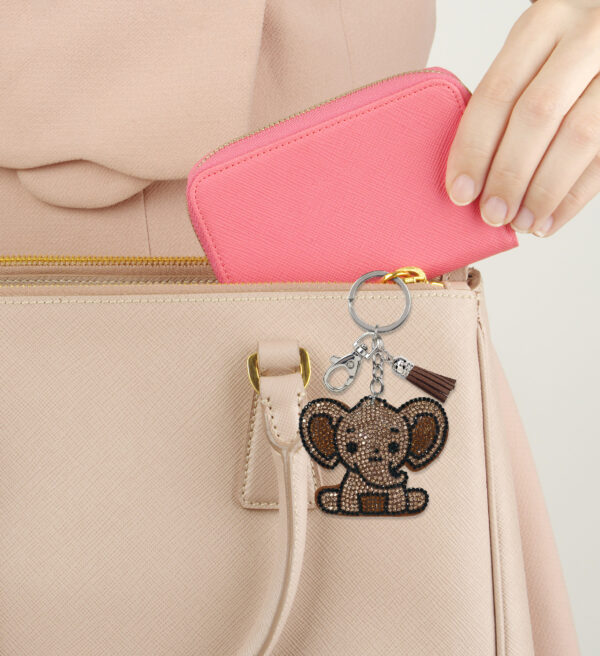 Elephant - Sparkling Rhinestones Charm With Tassel - Image 6