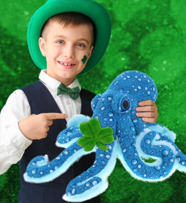 Wild Collection Plush Blue Octopus With Shamrock Plush - Super Soft Plush - Image 5