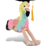 Rainbow Flamingo 8″ With Graduation Dress Up Set  – Super-Soft Plush