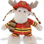 Standing Moose With Clothes Plush With Fireman Dress Up – Super-Soft Plush